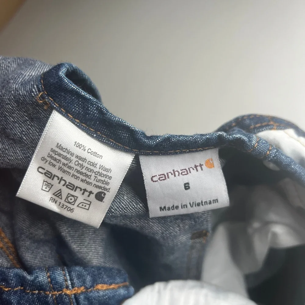 Carhartt Kids Denim Bib Overalls Dark Wash Master Cloth Size 6 RN 13706